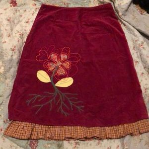 Burgundy red velour Oilily skirt!